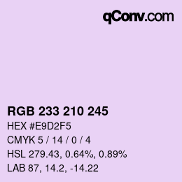 Color code: RGB 233 210 245 | qconv.com