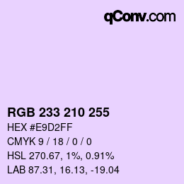 Color code: RGB 233 210 255 | qconv.com