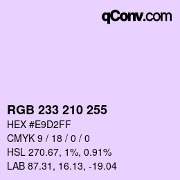 カラーコード: RGB 233 210 255 | qconv.com