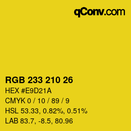 Color code: RGB 233 210 26 | qconv.com