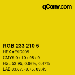 カラーコード: RGB 233 210 5 | qconv.com