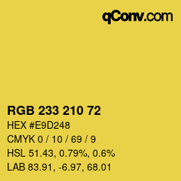 Color code: RGB 233 210 72 | qconv.com