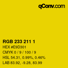 Color code: RGB 233 211 1 | qconv.com