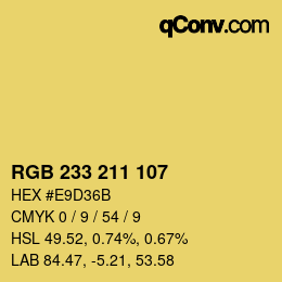 Color code: RGB 233 211 107 | qconv.com