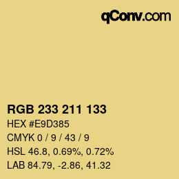 Color code: RGB 233 211 133 | qconv.com