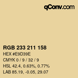 Color code: RGB 233 211 158 | qconv.com