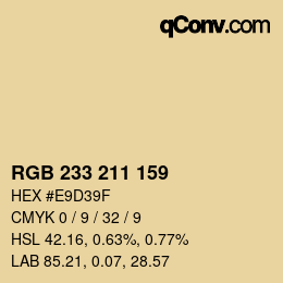 Color code: RGB 233 211 159 | qconv.com