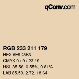 Color code: RGB 233 211 179 | qconv.com