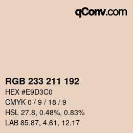 Color code: RGB 233 211 192 | qconv.com