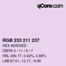 Color code: RGB 233 211 237 | qconv.com
