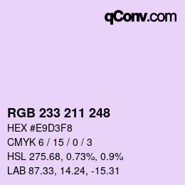 Color code: RGB 233 211 248 | qconv.com