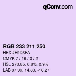 Color code: RGB 233 211 250 | qconv.com