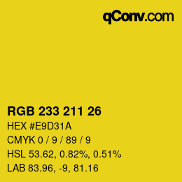Color code: RGB 233 211 26 | qconv.com