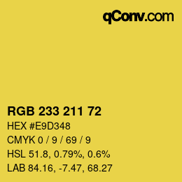 Color code: RGB 233 211 72 | qconv.com