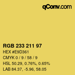Color code: RGB 233 211 97 | qconv.com
