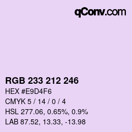 カラーコード: RGB 233 212 246 | qconv.com