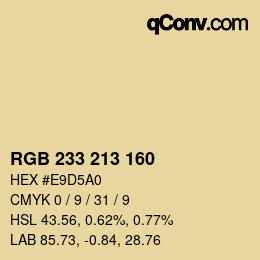 Color code: RGB 233 213 160 | qconv.com