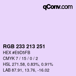 Color code: RGB 233 213 251 | qconv.com