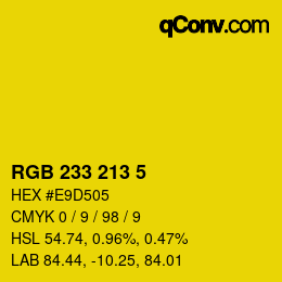 Color code: RGB 233 213 5 | qconv.com