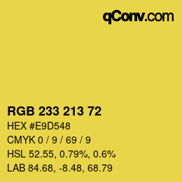 Color code: RGB 233 213 72 | qconv.com