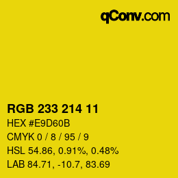 Color code: RGB 233 214 11 | qconv.com