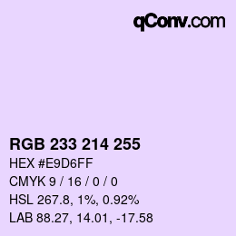Color code: RGB 233 214 255 | qconv.com