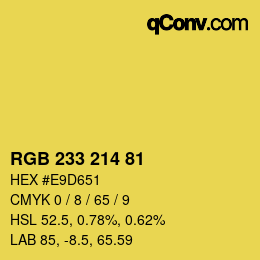 Color code: RGB 233 214 81 | qconv.com
