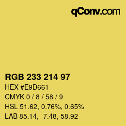 Color code: RGB 233 214 97 | qconv.com