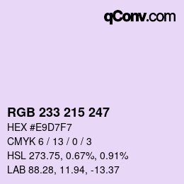 Código de color: RGB 233 215 247 | qconv.com