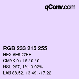 Color code: RGB 233 215 255 | qconv.com