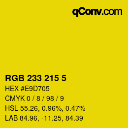 Color code: RGB 233 215 5 | qconv.com