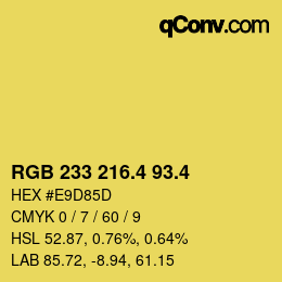 カラーコード: RGB 233 216.4 93.4 | qconv.com