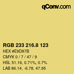 Color code: RGB 233 216.8 123 | qconv.com