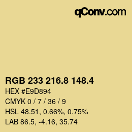 カラーコード: RGB 233 216.8 148.4 | qconv.com