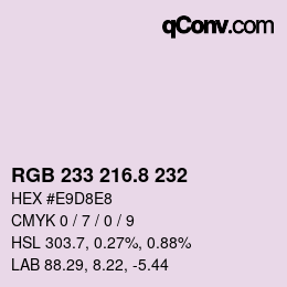 カラーコード: RGB 233 216.8 232 | qconv.com