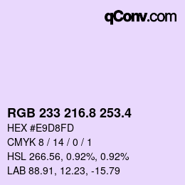 カラーコード: RGB 233 216.8 253.4 | qconv.com