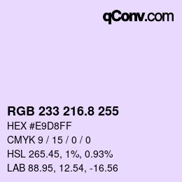 カラーコード: RGB 233 216.8 255 | qconv.com