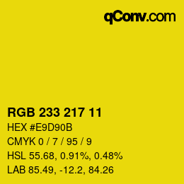 Color code: RGB 233 217 11 | qconv.com