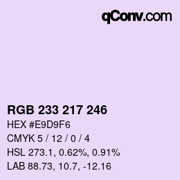 Color code: RGB 233 217 246 | qconv.com