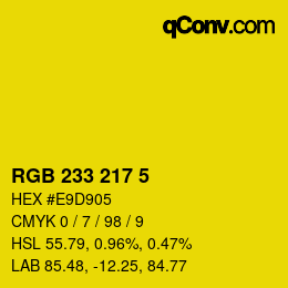 Color code: RGB 233 217 5 | qconv.com