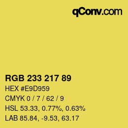 カラーコード: RGB 233 217 89 | qconv.com