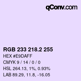 カラーコード: RGB 233 218.2 255 | qconv.com