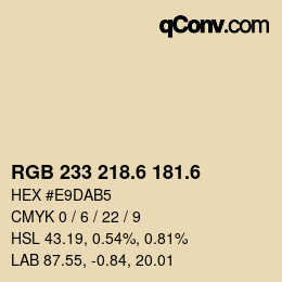 カラーコード: RGB 233 218.6 181.6 | qconv.com