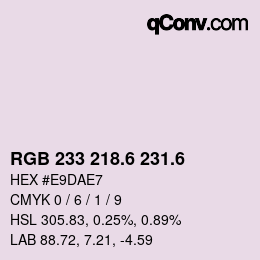 カラーコード: RGB 233 218.6 231.6 | qconv.com