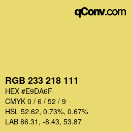 Color code: RGB 233 218 111 | qconv.com
