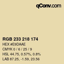 Color code: RGB 233 218 174 | qconv.com