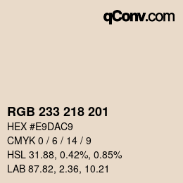 Color code: RGB 233 218 201 | qconv.com