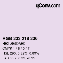 Color code: RGB 233 218 236 | qconv.com