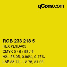 カラーコード: RGB 233 218 5 | qconv.com