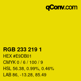 Color code: RGB 233 219 1 | qconv.com